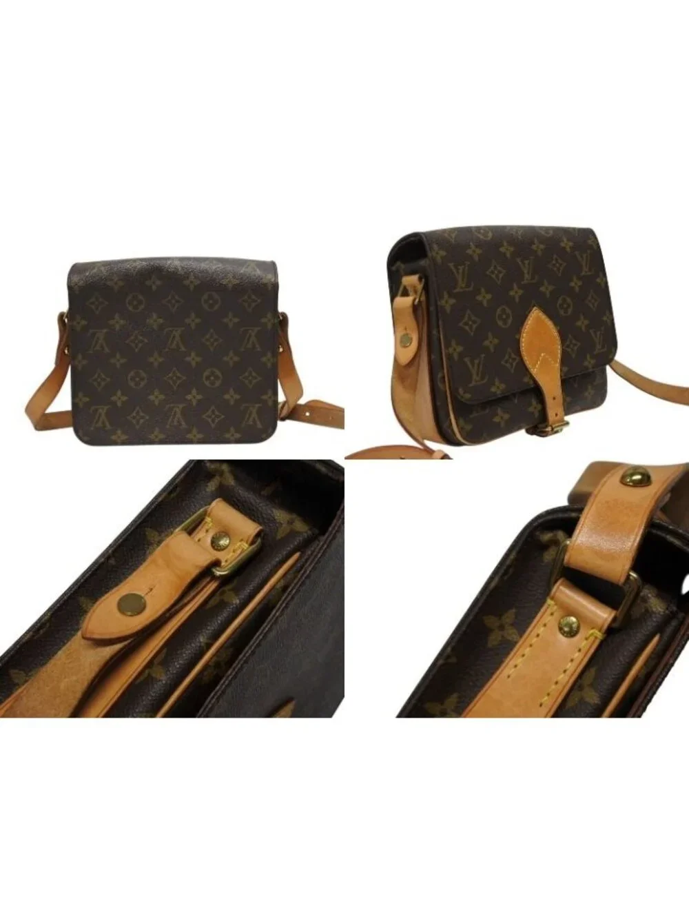 Louis Vuitton Cartouchiere MM Shoulder Bag Monogram Canvas Brown